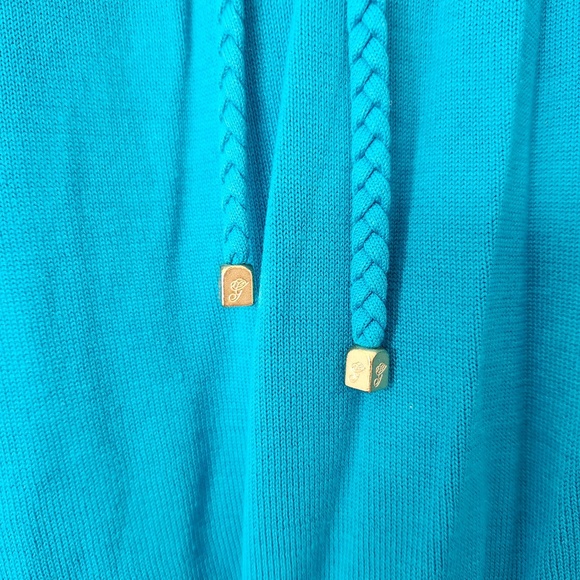 Y2K Guess Silk Tank Top Small Teal Blue Braided Drawstring Mermaid‎ Aquamarine - Picture 4 of 15